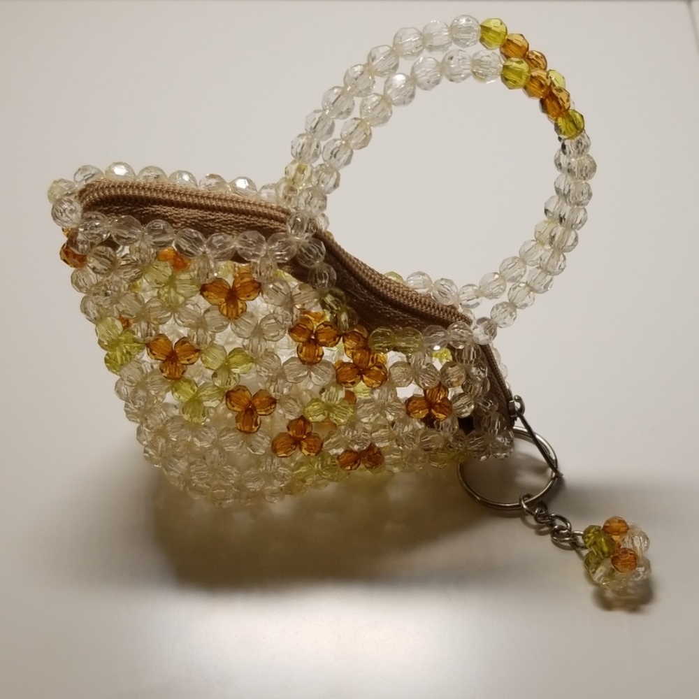 Small Beaded Coin Purse with Keychain